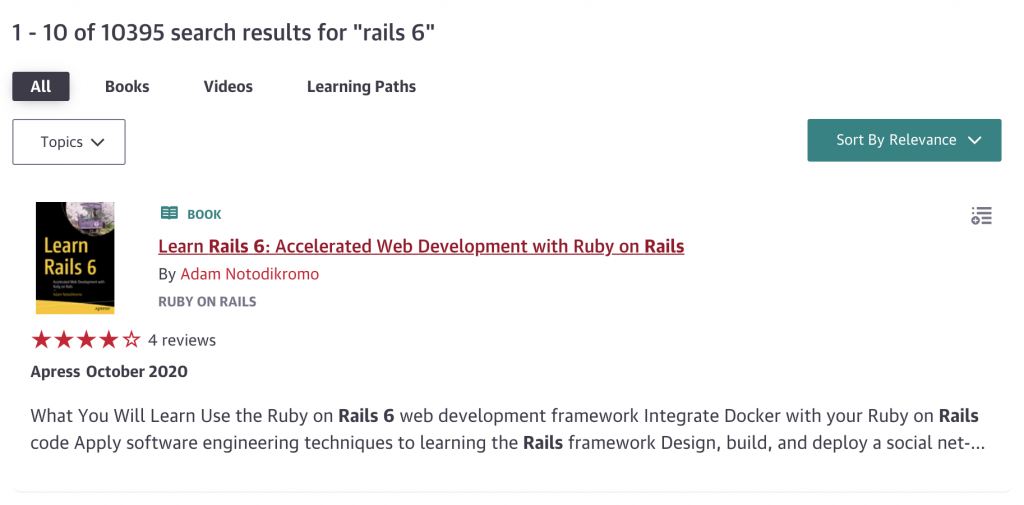 Learn Rails 6 at O'Reilly