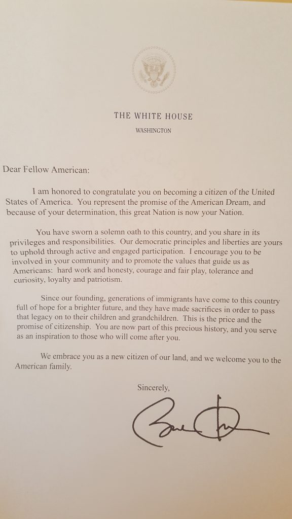 A letter to us from President Obama