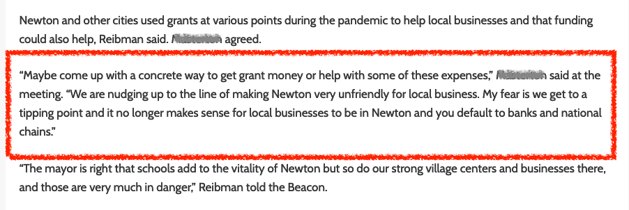 Newton Beacon coverage of override forum sample excluding mention of developers annotated