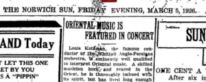 Newspaper article clipping, with the headline "Oriental Music Is Featured In Concert".