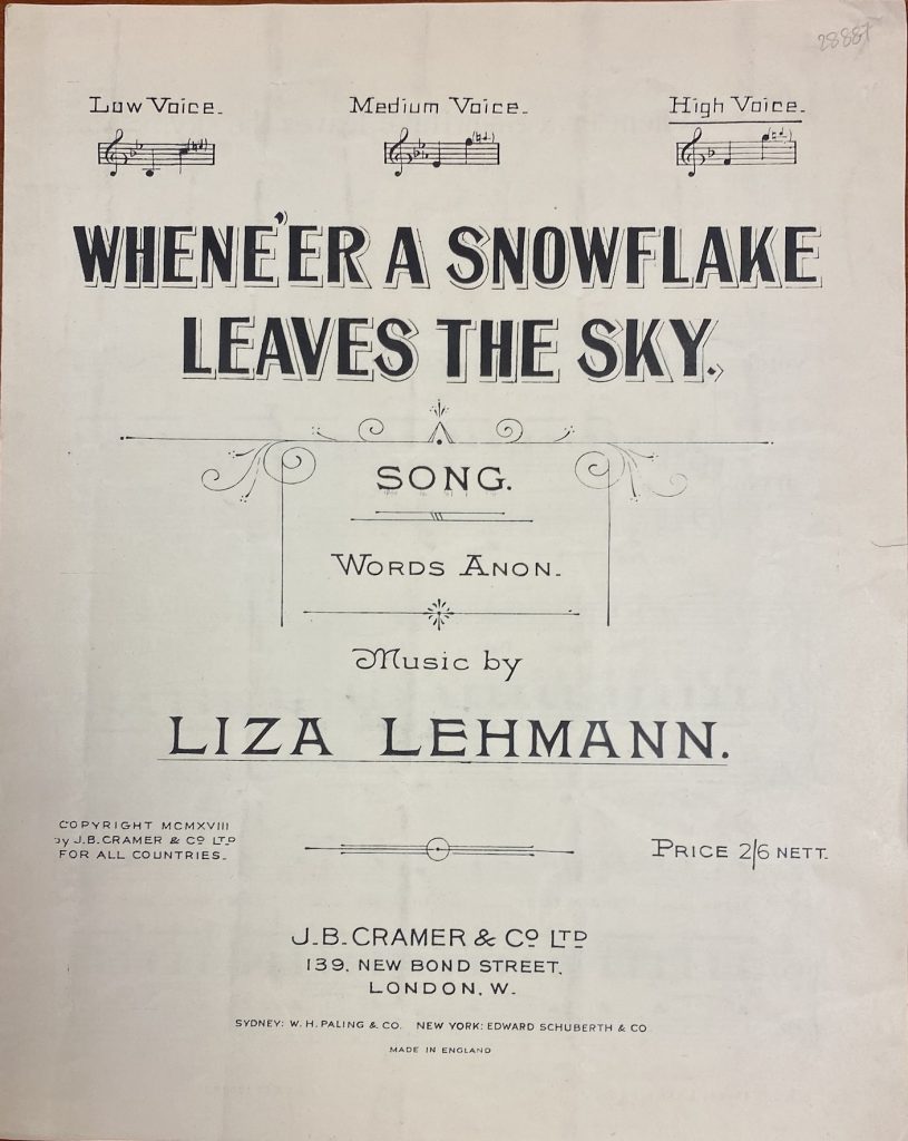 Sheet music cover attributing the words to anonymous.