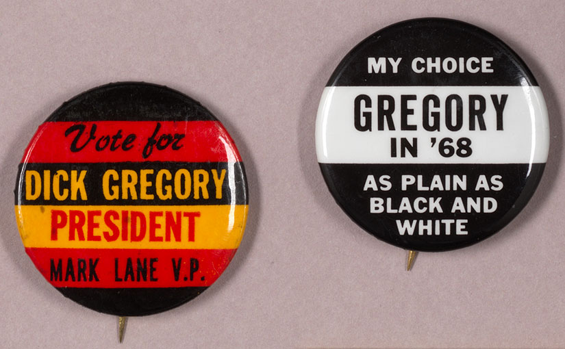 Two 1968 Dick Gregory for President pins